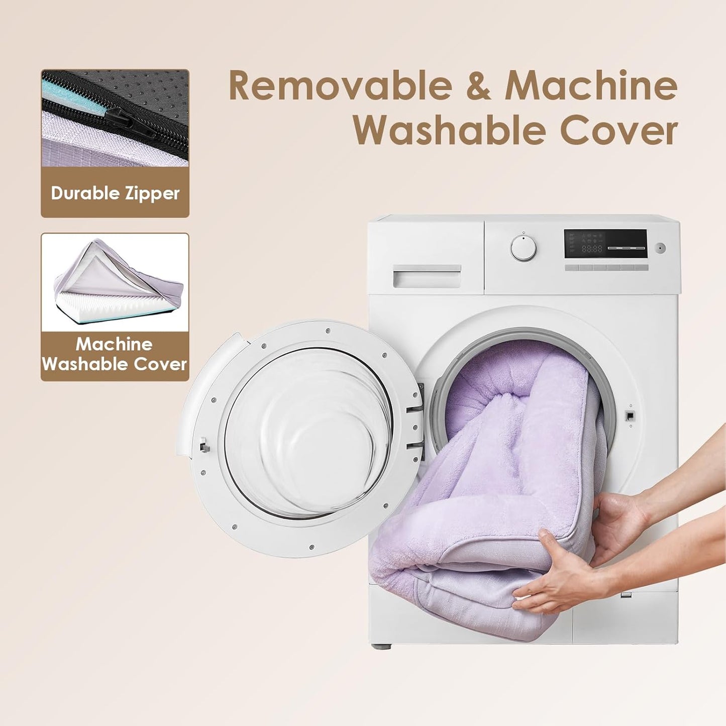 EHEYCIGA Memory Foam Dog Bed for Large Sized, Orthopedic Dog Sofa with Sides and Waterproof Liner, Washable Bolster Pet Couch with Removable Cover, 41x27x7.5 Inch, Purple