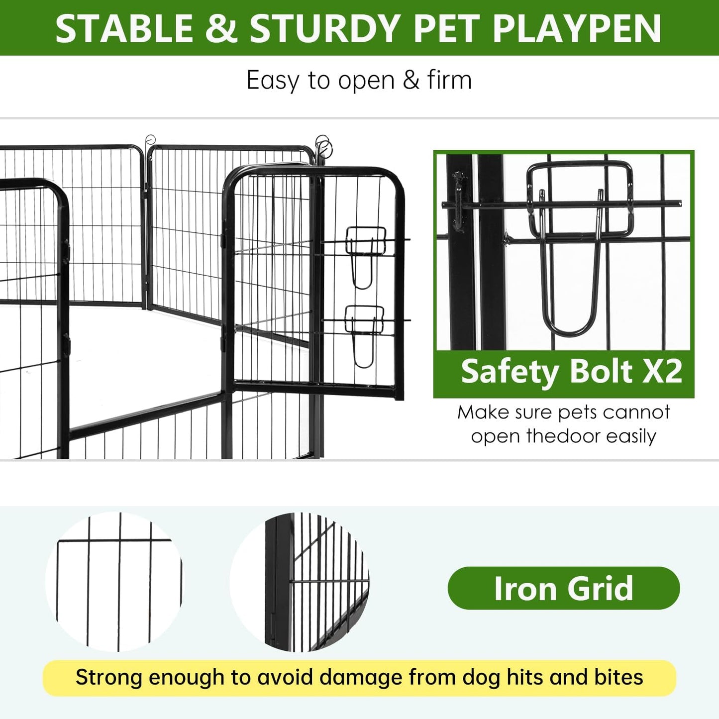 BestPet Dog Playpen Indoor 40 inch 8 Panels Metal Dog Pen Pet Dog Fence Outdoor Exercise Pen with Doors,Pet Puppy Playpen for RV Camping Yard, Black