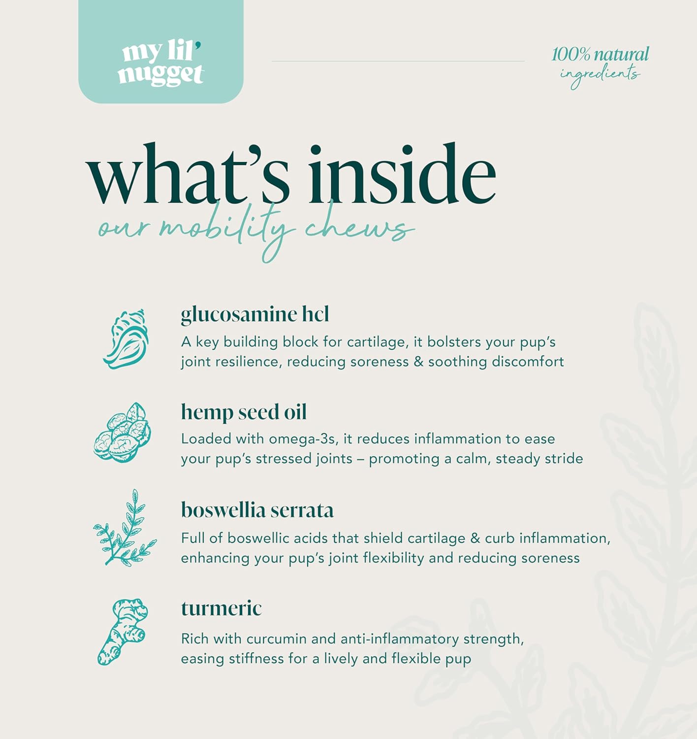 My Lil’ Nugget – Dog Calming & Mobility Support Bundle | Calming Chews for Dogs with DHA & Lion’s Mane | Hip & Joint Supplement with Glucosamine & Hemp | Anxiety Relief & Joint Health – 2 Pack