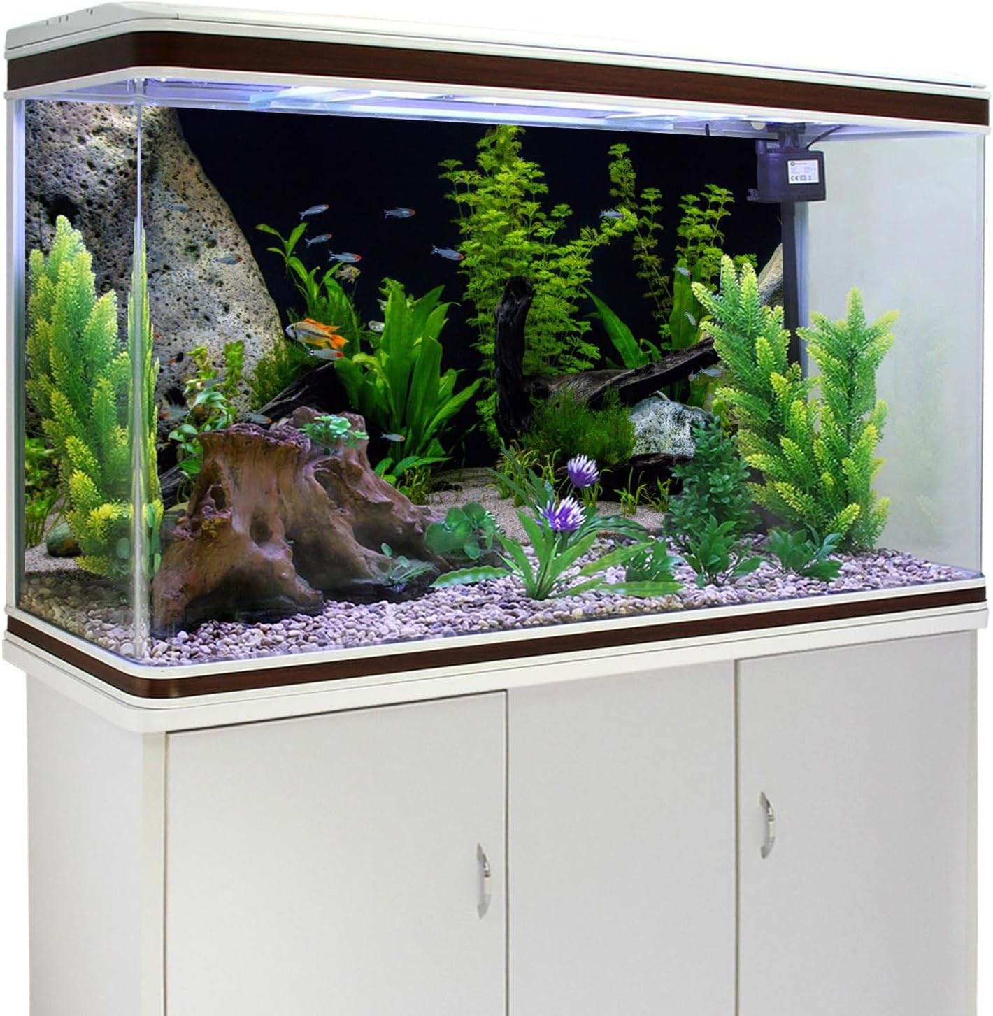 AWERT Vinyl Underwater Aquatic Plant Fish Tank Background Stone River Bed & Lake Aquarium Background 30x12 inches