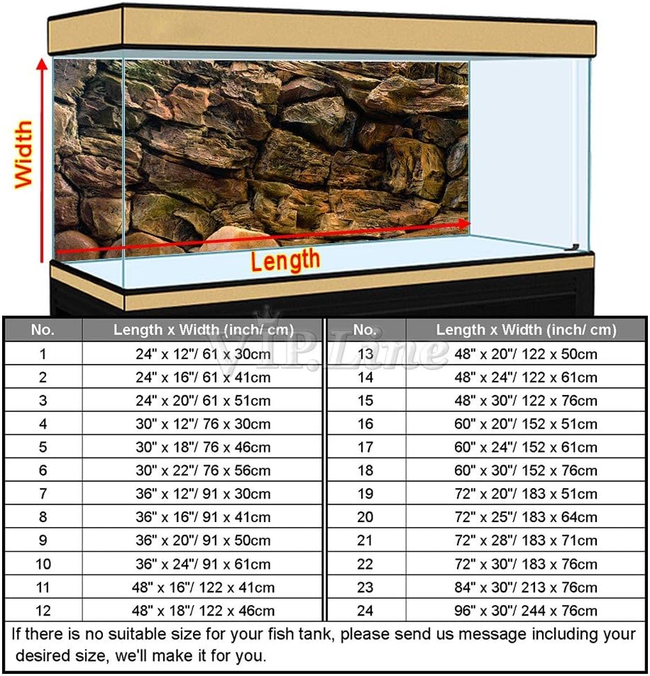 Rock Wall Aquarium Background Poster PVC Fish Tank Decor Landscape 24 36 48 72 (60" x 20"/ 152 x 51cm)