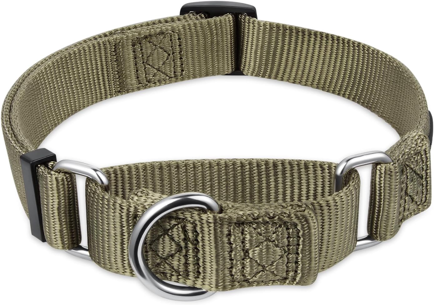 Hyhug Premium Upgraded Sturdy Nylon Escape-Proof Martingale Dog Collar for Large Breeds Dogs Comfy and Safe - Walking, Professional Training, Daily Use. (Large, Military Green)