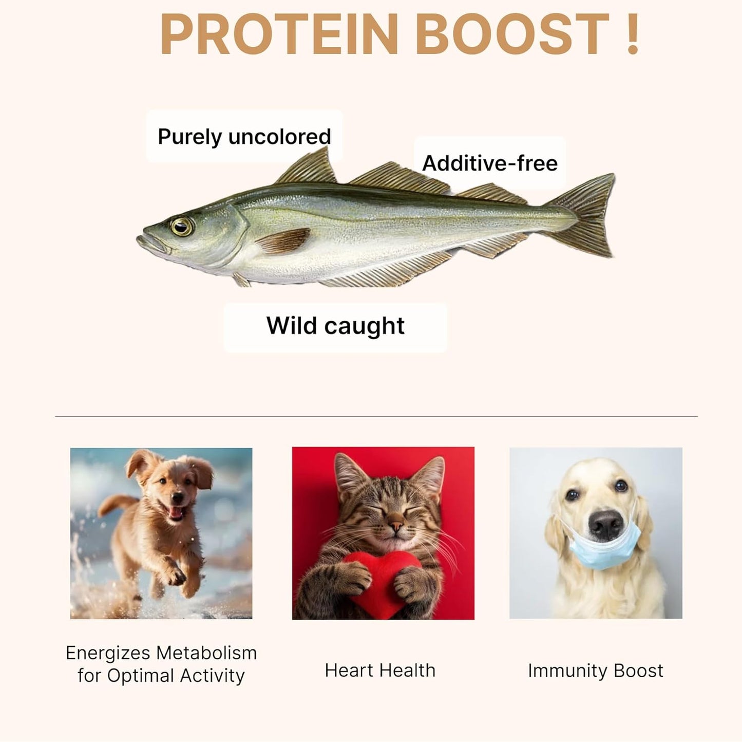 Puppyluv Treat - Air Dried Pollock Dog & Cat Treats, Wild Caught, Single Ingredient, Natural High Protein & Fish Oil, Grain Free, Gluten Free, 2.5oz