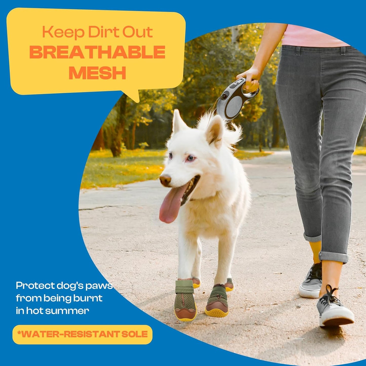 Dog Shoes for Small Dogs, Dog Boots & Paw Protectors for Hardwood Floors, Outdoor Dog Booties for Hot Pavement Winter Snow Hiking, Breathable Dog Shoes with Reflective Strips Size 1