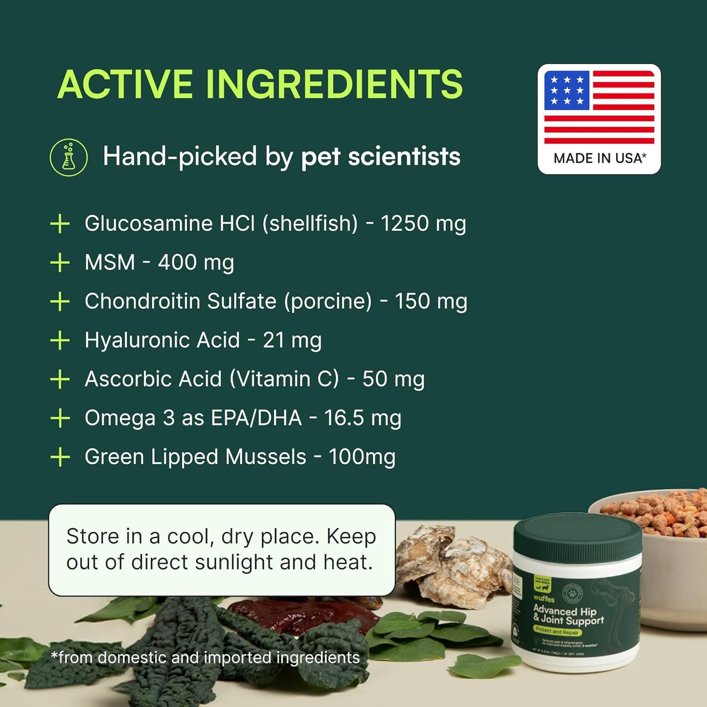 Wuffes Chewable Dog Hip & Joint Supplement - Glucosamine & Chondroitin Chews - Dog Joint Supplements & Vitamins - Extended Joint Care (Large Breed (Over 65 lbs), 60 Chews (Pack of 2))