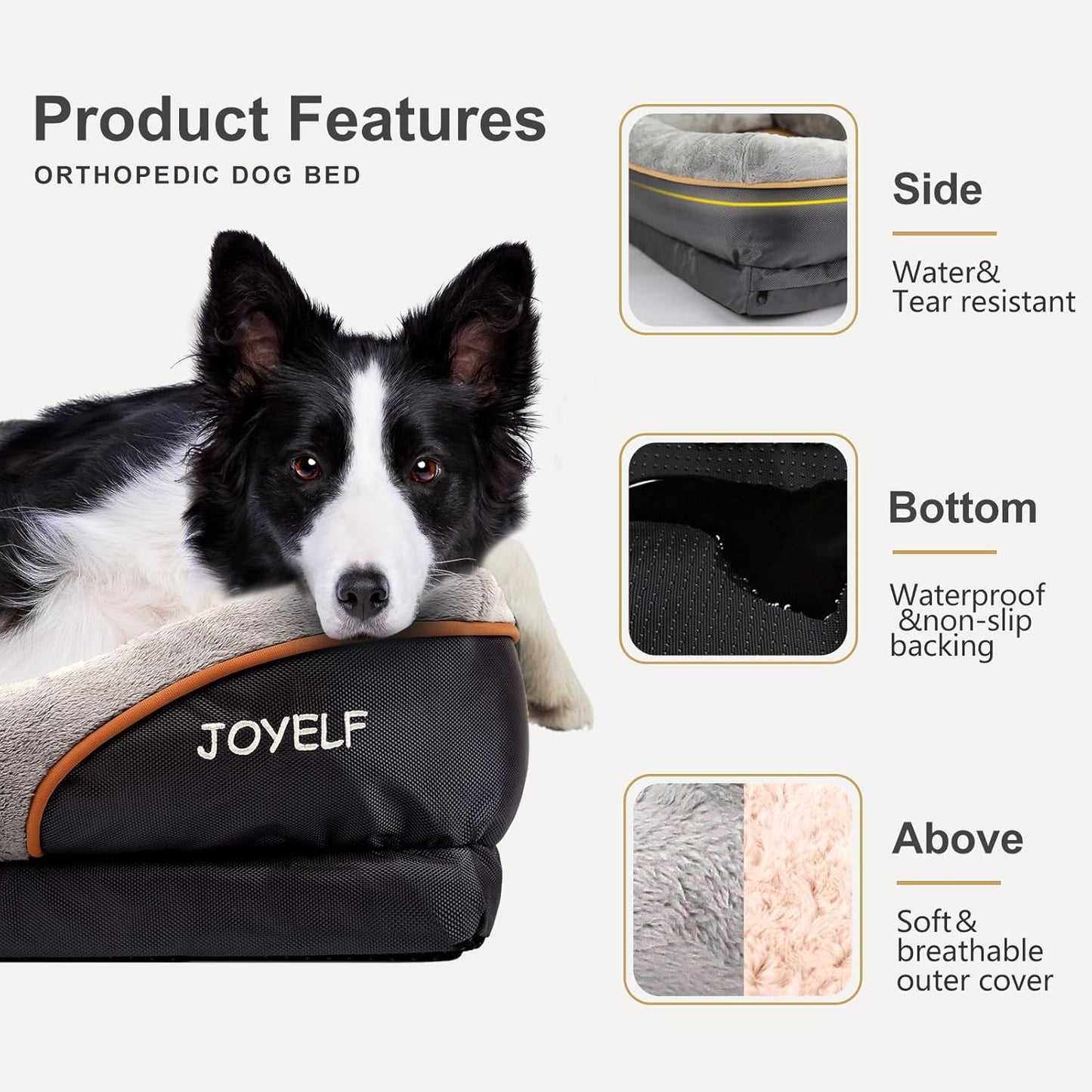 JOYELF Memory Foam Dog Bed Small Orthopedic Dog Bed & Sofa with Removable Washable Cover and Squeaker Toy as Gift