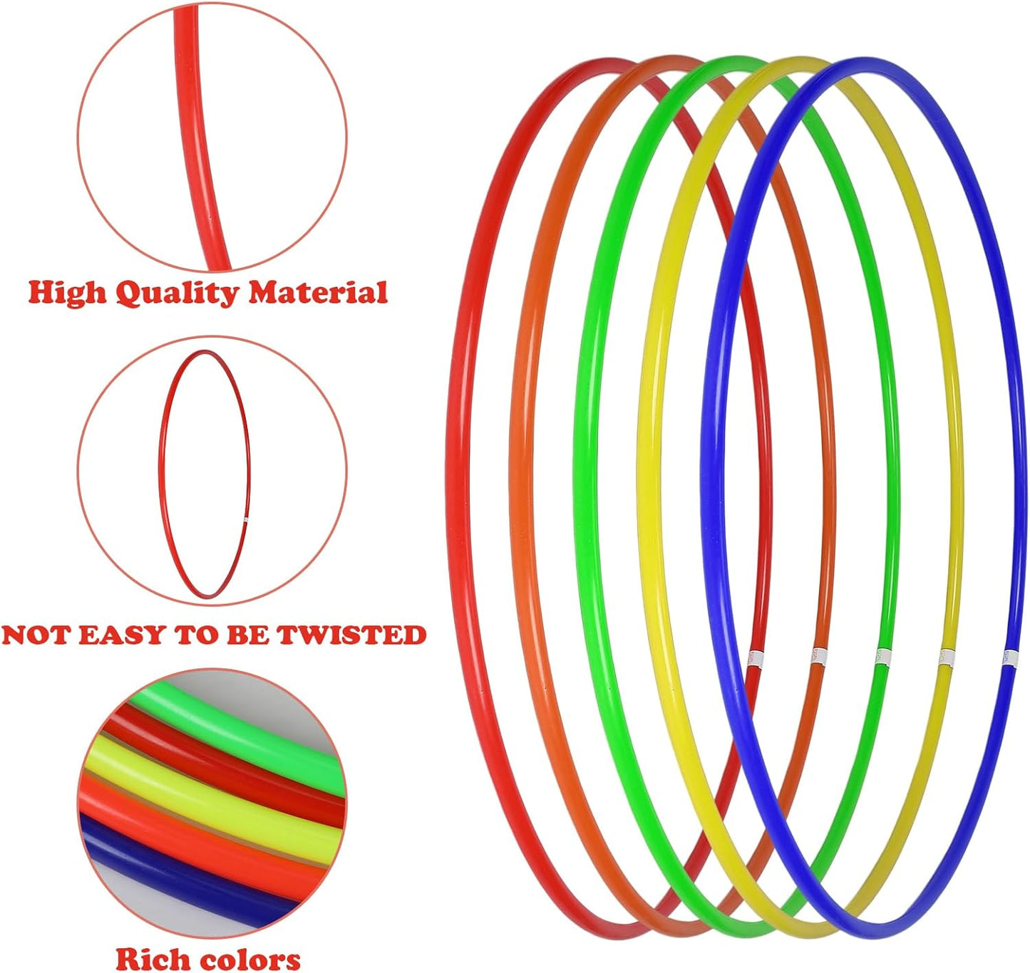 Libima Obstacle Course Ring Set Exercise Hoop Large Hoop Plastic Toys Playground Toys for Gymnastics Practice Party Games Educational Activities Holiday Decor, 5 Colors(12 Pcs,36 Inch)