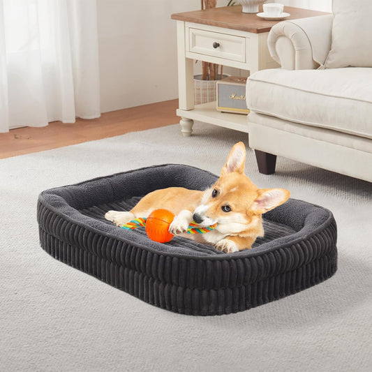 Orthopedic Dog Bed for Medium Dogs Breeds, High Density Egg Crate Foam Dog Sofa Beds,Oval Kennel Bed, Pet Couch Bed with Four Sided Bolster, Removable Washable Cover& Non-Slip Bottom