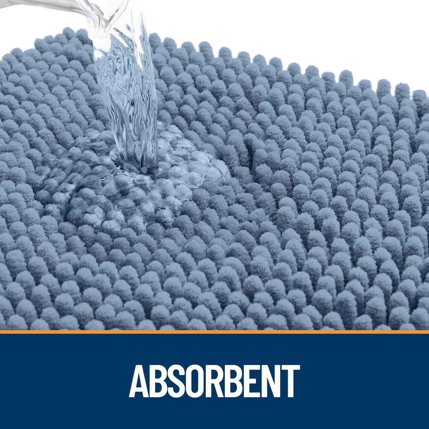 OLANLY Door Mat for Muddy Dog Paws 30x20, Absorbent Chenille Doormat with Paw Print Design, Non-Slip Washable Doormat for Indoor Entryway, Quick-Dry Pet Bed Mats for Dirty Dogs, Airy Blue and White