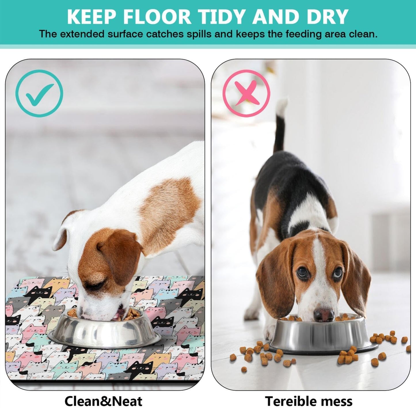 Pet Feeding Mat for Floors Waterproof Dog Mat for Food and Water Absorbent Quick Dry Non Slip mat for Cat Bowls