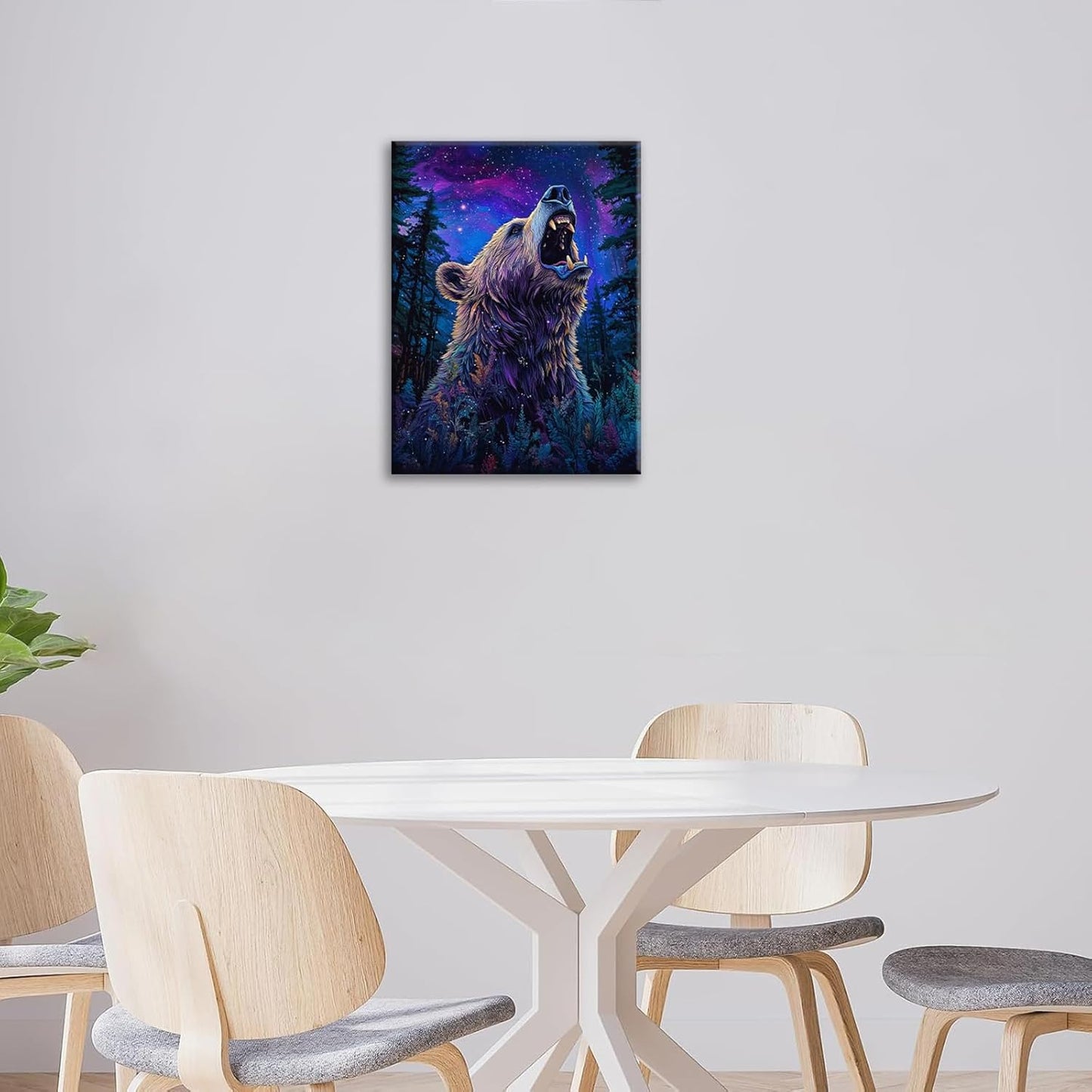 Bear Forest Wall Art Canvas Fantastic Animal Wall Decor Prints Framed Painting Pictures Gifts Artwork for Bathroom Kitchen 16"x20"