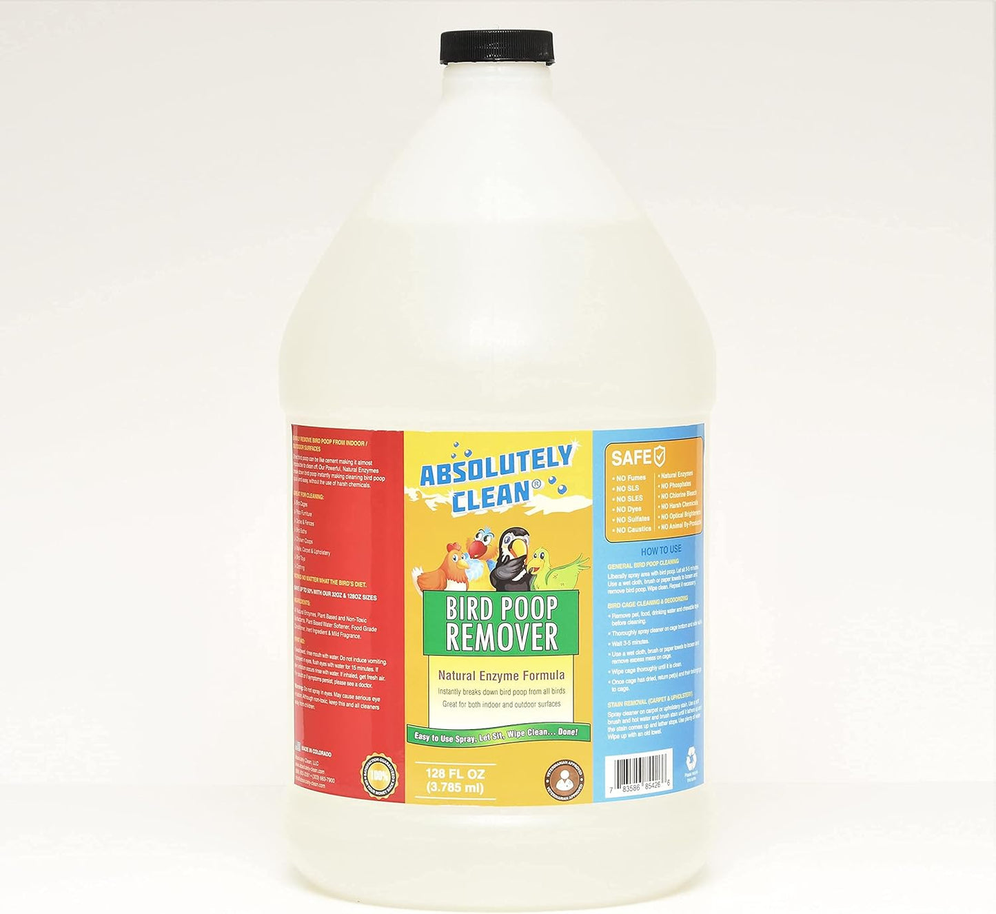 Absolutely Clean Amazing Bird Poop Remover - Just Spray/Wipe - Safely & Easily Removes Bird Messes - Use Indoor/Outdoor - Made in The USA