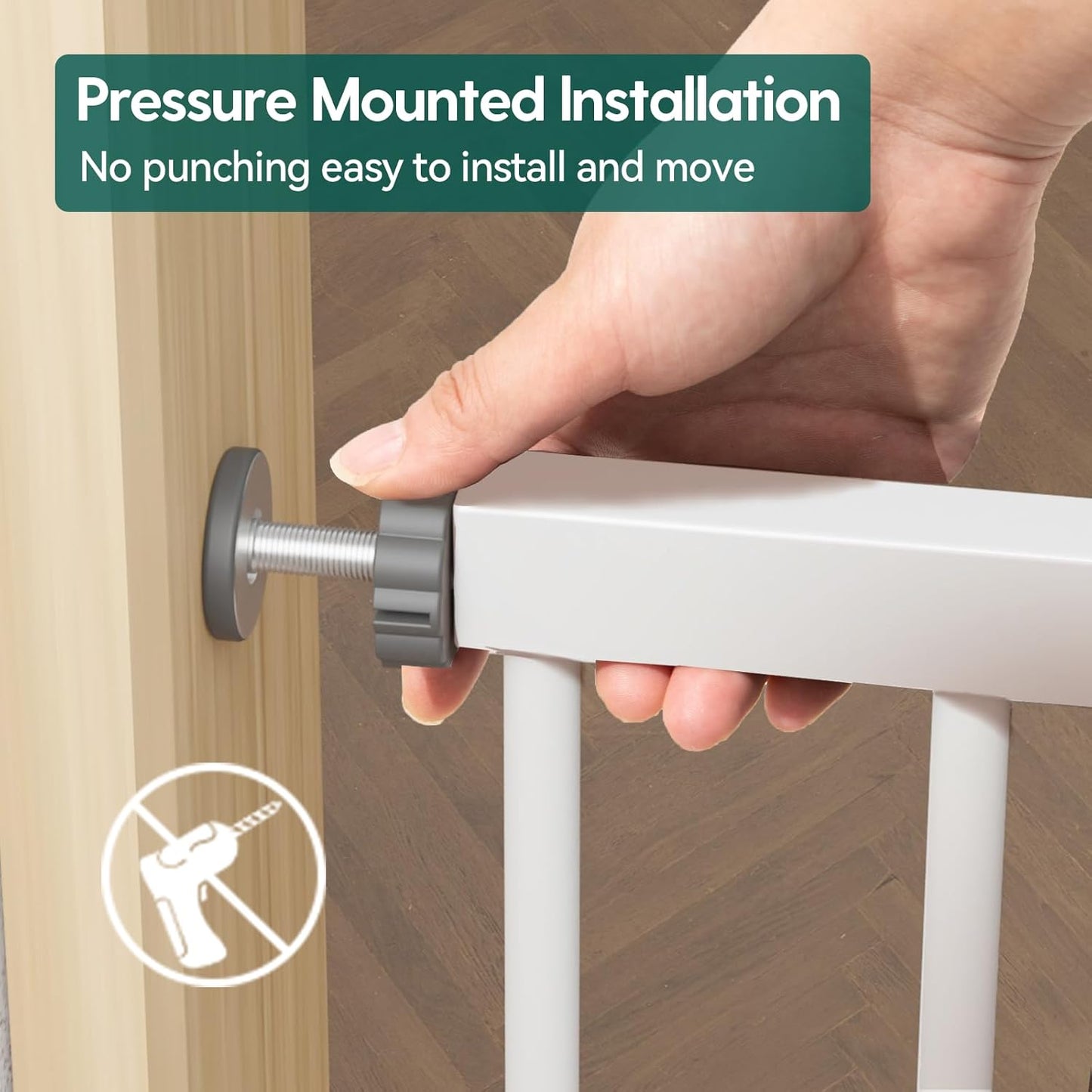 BABELIO 36-57" Extra Wide Baby/Dog Gate, Auto Close with Large Walk Thru Door,Safety for Pet, House, Stairs and Doorways, Pressure Mounted for Chlid, White