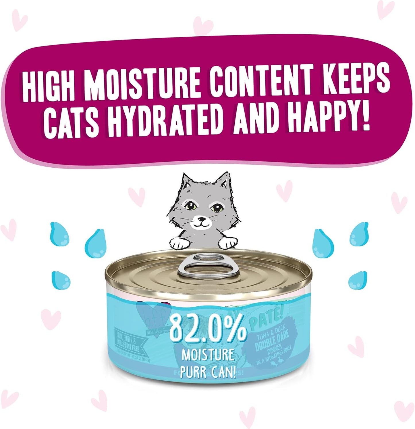 Weruva B.F.F. Play - Best Feline Friend Paté Lovers, Aw Yeah!, Tuna & Duck Double Dare with Tuna & Duck, 5.5oz Can (Pack of 8)