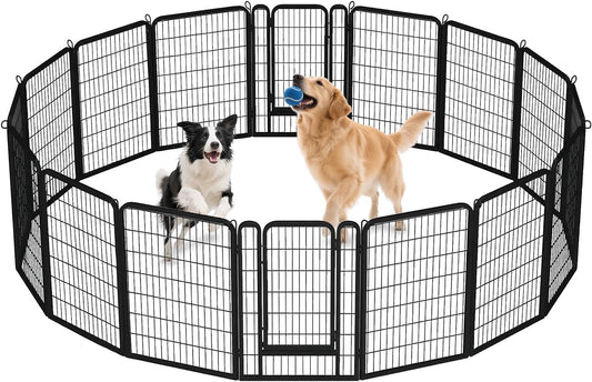 40 Inch Dog Playpen - 16 Panels Metal Pet Exercise Pen for Medium-Large Dogs, Indoor/Outdoor Dog Fence for Yard, Garden, Camping & RV Travel