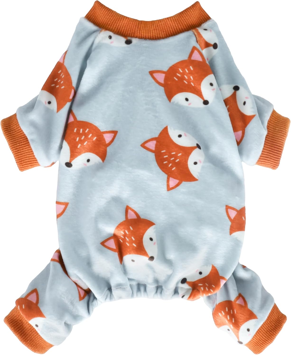 Fitwarm Funny Fox Dog Pajamas, Warm Dog Onesie, Dog Clothes for Small Dogs Girl Boy, Lightweight Velvet, Pet Outfit, Gray, Orange, XXL
