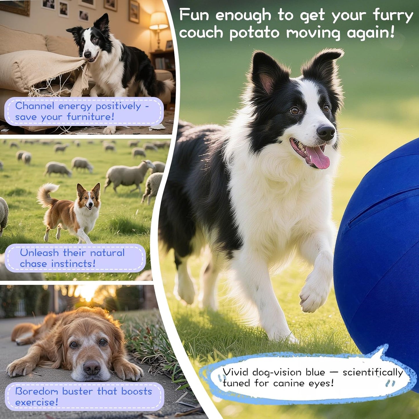 25" Herding Ball for Dogs – Durable Horse Ball Style Dog Toy with Cover – Dog Herding Toy for Outdoor Play, Training & Exercise – Great for Australian Shepherds & Large Breeds