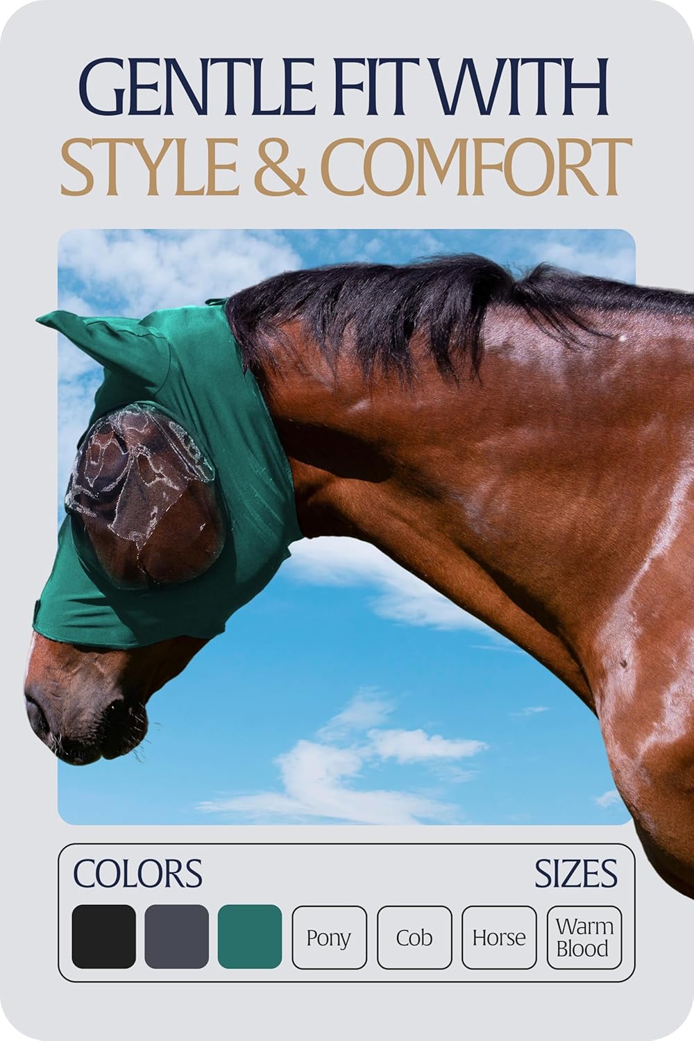 Equinavia Bug Out Fly Mask | Against Flies, Insects, UV Rays - Turquoise - Pony