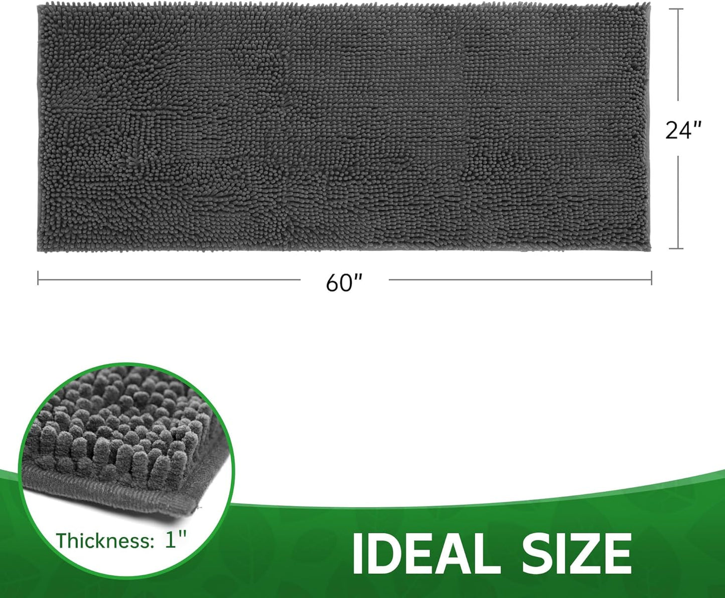 Dog Door Mat Indoor Entrance, 60" x 24" Absorbent & Quick-Drying Mud Rugs, Non-Slip Door Rugs for Entryway Indoor Washable, Soft Chenille Dog Mat for Muddy Paws