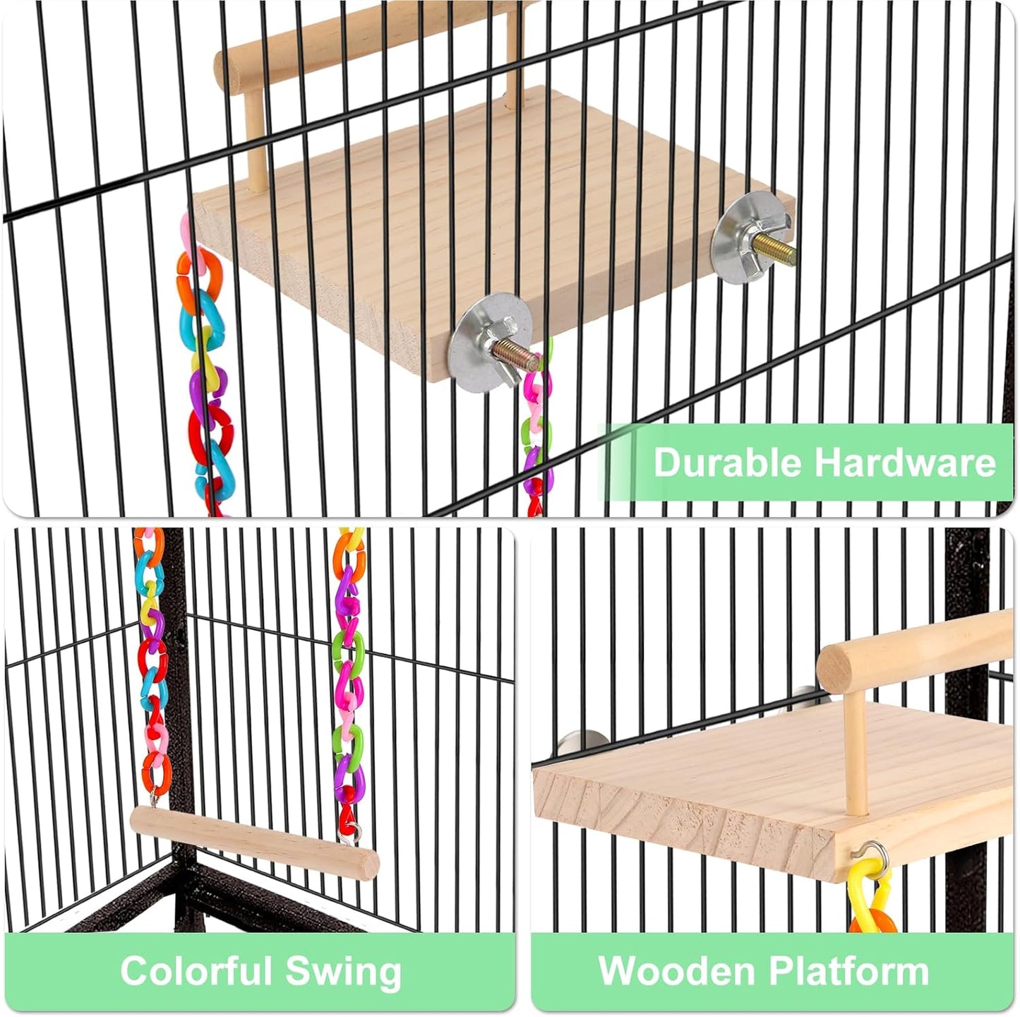 Kyouki Bird Perch Bird Cage Accessories Platform Swing - for Parrot,Parakeet,Budgies, Cockatiels, Lovebirds, Pacific Parrotlets,Chinchilla, Hamster - Sturdy Play Gym Exercise Stand