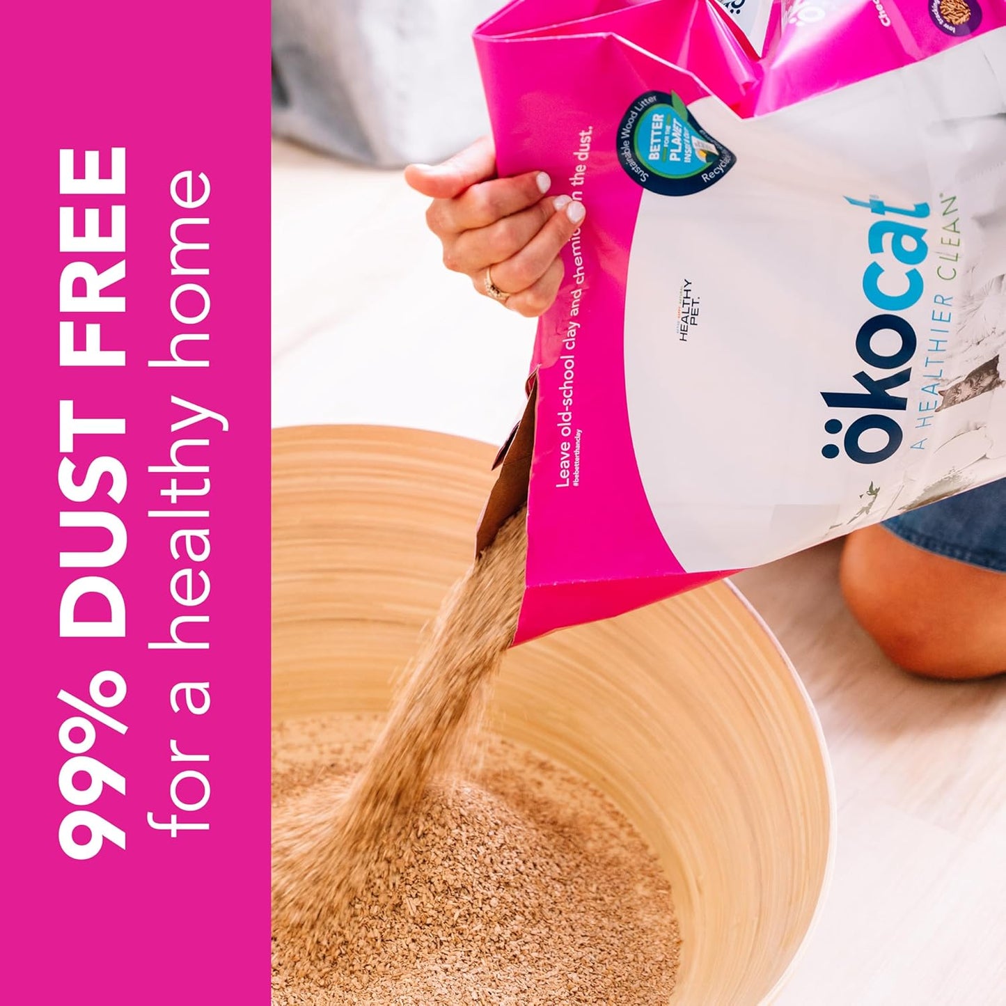 ökocat Super Soft Wood Clumping Cat Litter, Unscented,11.2 pounds - Natural Ingredients, Stops Odor, Clumps Solid, 99% Dust Free, Great for All Cats, Sensitive Paws, Kittens