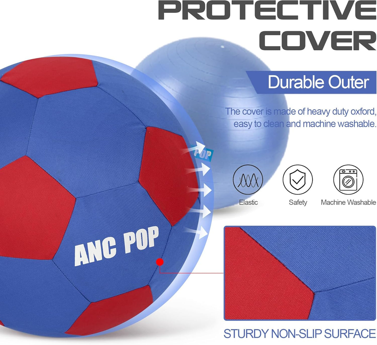 Herding Ball for Dogs Horse Ball & Cover 25" for Horses Large with Hand Pump for Play, Blue and Red