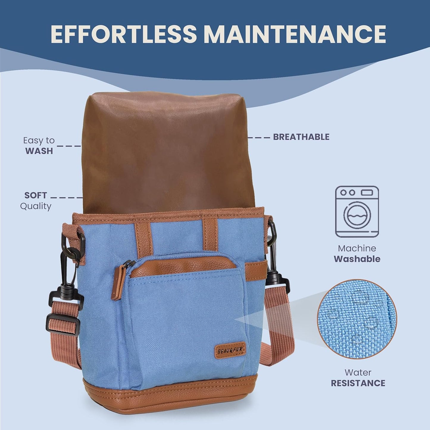 BEAU&FUR Dog Treat Pouch with Clicker for Training - Hands-Free Dog Treat Bag with Magnetic Closure, Built-in Poop Bag Holder Pocket