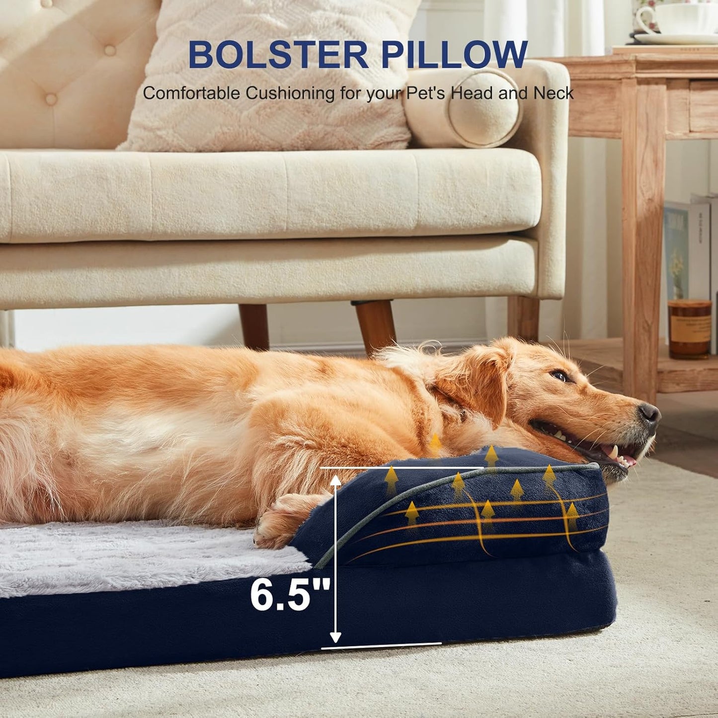 FURTIME Orthopedic Dog Bed for Small Dogs - Waterproof Dog Sofa Beds Small, Supportive Foam Pet Couch Bed with Removable Washable Cover, Waterproof Lining and Nonskid Bottom, Navy Blue
