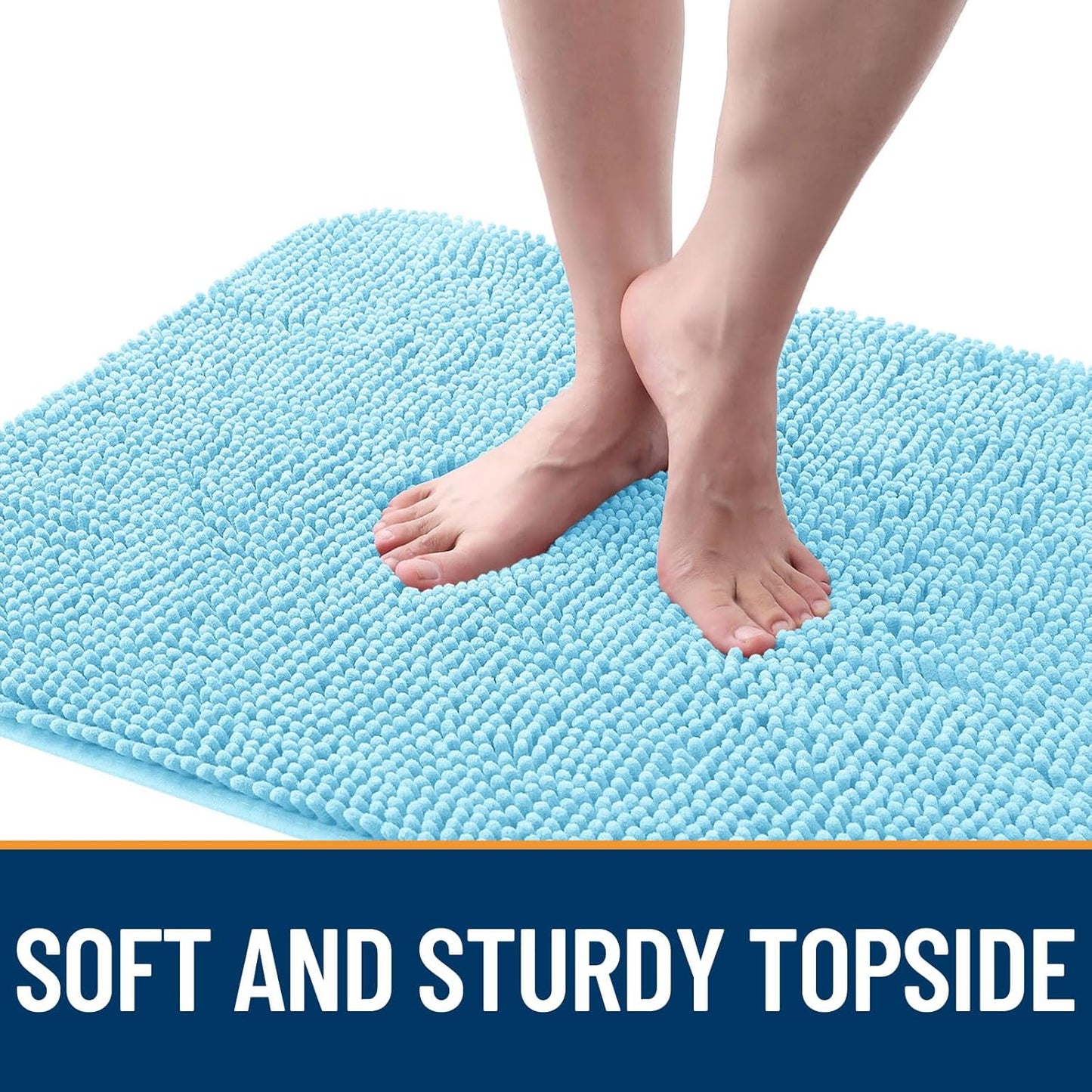 OLANLY Dog Door Mat for Muddy Paws 59x35, Absorbs Moisture and Dirt, Absorbent Non-Slip Washable Doormat, Quick Dry Chenille Mud Mat for Dogs, Entry Indoor Entryway Carpet for Inside Floor, Blue