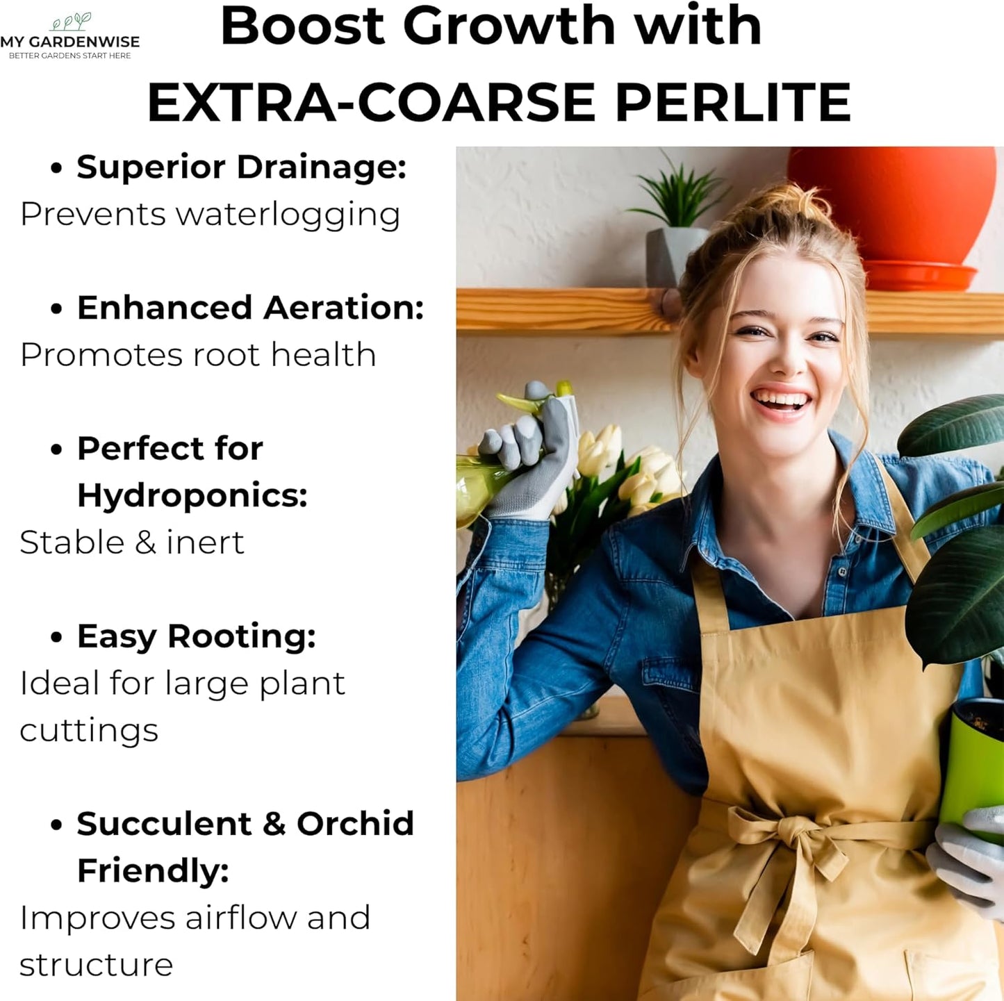 Perlite for Plants, Extra Coarse Grade 4 Horticultural Perlite, Organic Perlite for Gardening Indoor & Outdoor, 4 Cubic Feet, Made in USA (1 Quart)