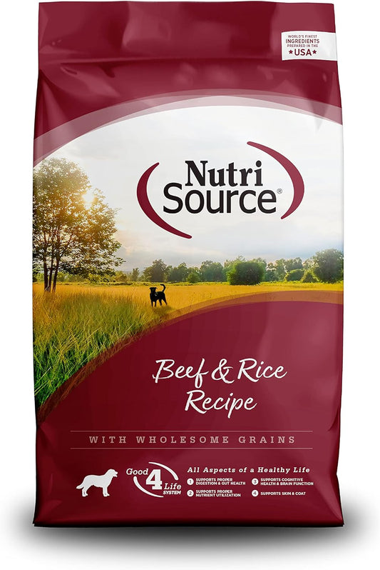 NutriSource Dry Dog Food, Beef and Rice, 26LB