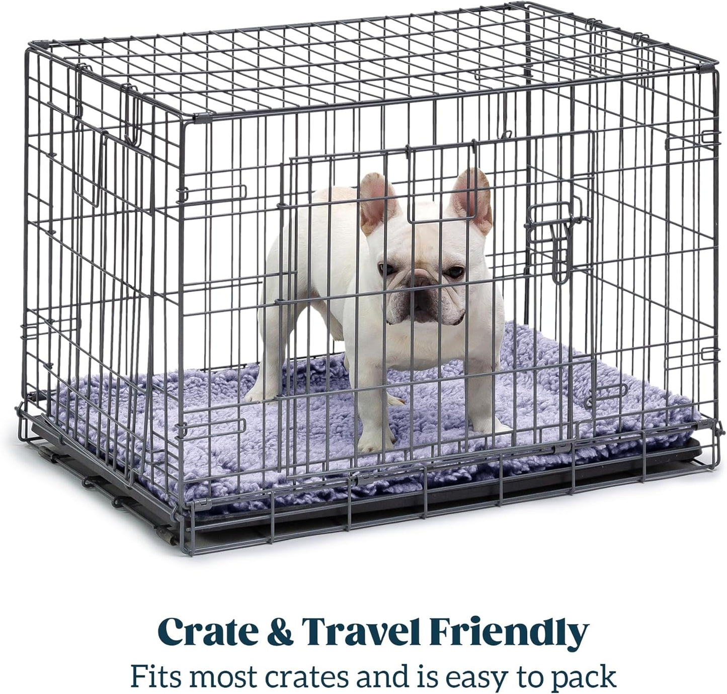 Stoutwool Indestructible Dog Bed - Fluffy Chew Proof Dog Crate Pad - Tough Kennel Pad for Aggressive Chewers - Ideal for Extra Small Breeds & Fits 22-Inch Crate - 21"x12", Jacaranda