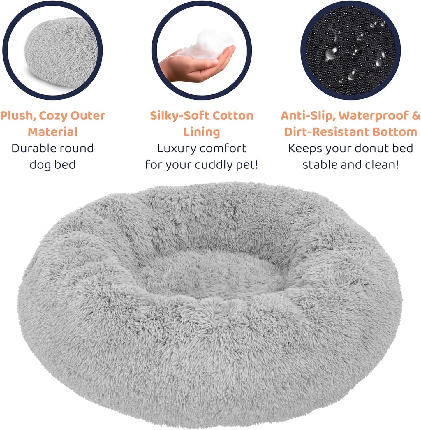 Donut Dog Bed - Premium Comfort for Anxiety Relief - Fluffy & Calming Design with Ultra-Plush Support | Cozy Round Dog Bed with Super Soft Circle Style