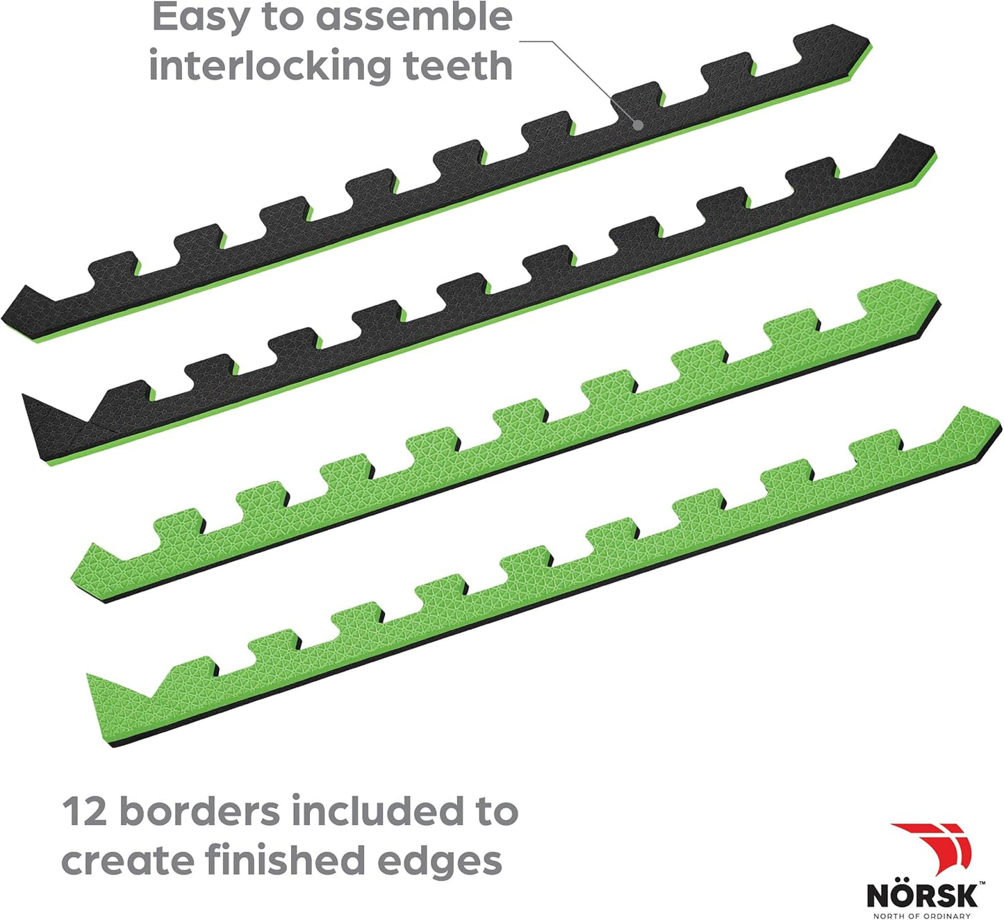 Norsk Dual-Sided Reversible 1/2" Foam Exercise Mats for Home Gym - Interlocking EVA Foam Tiles