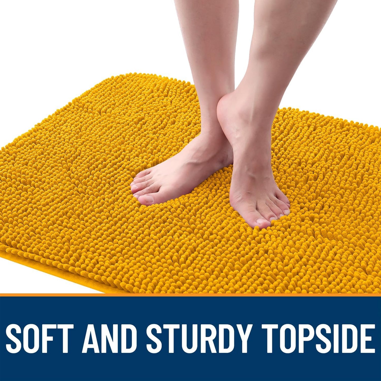 OLANLY Dog Door Mat for Muddy Paws 30x20, Absorbs Moisture and Dirt, Absorbent Non-Slip Washable Doormat, Quick Dry Chenille Mud Mat, Entry Indoor Entryway Carpet for Inside Floor, Golden Yellow