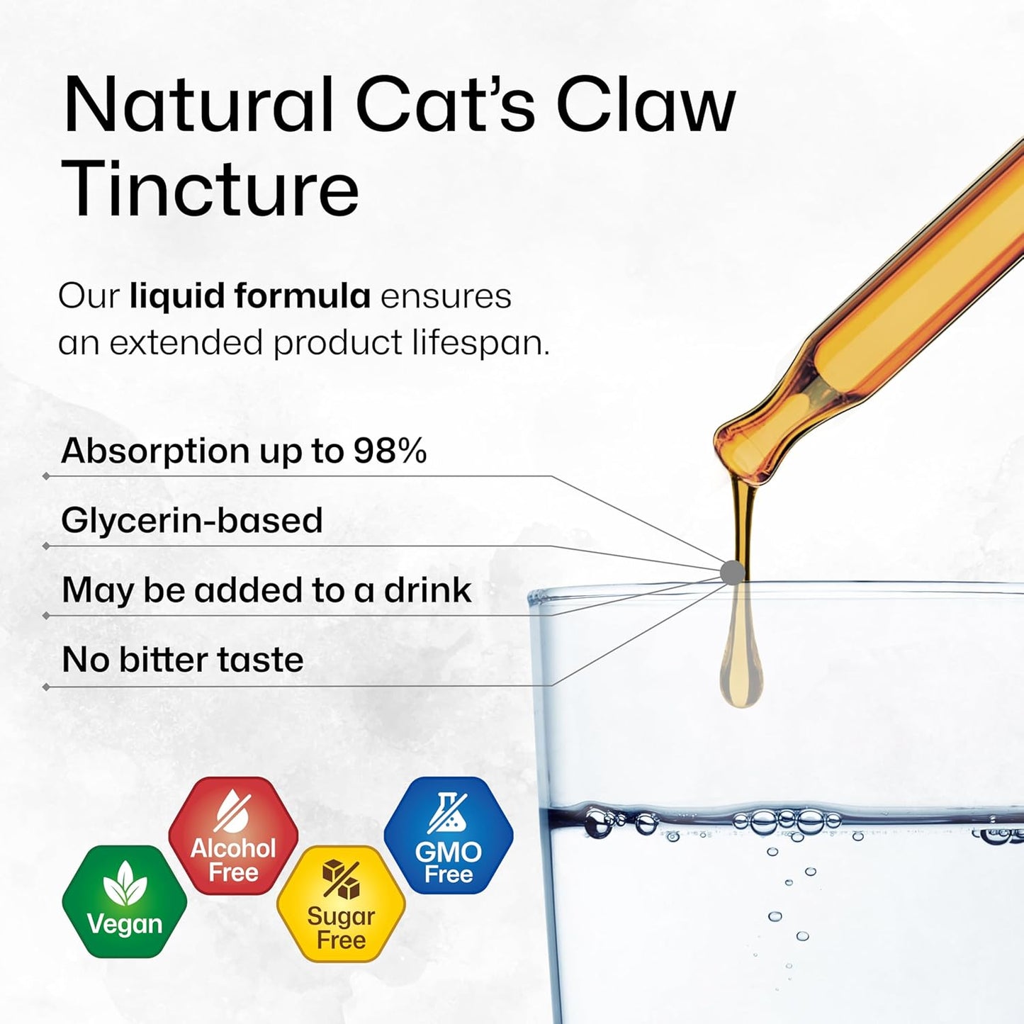 BIO KRAUTER Cats Claw Tincture - Vegan Cat's Claw Supplement - Immune Support - Alcohol & Sugar Free Extract - Vegan Drops 2 Fl.Oz.