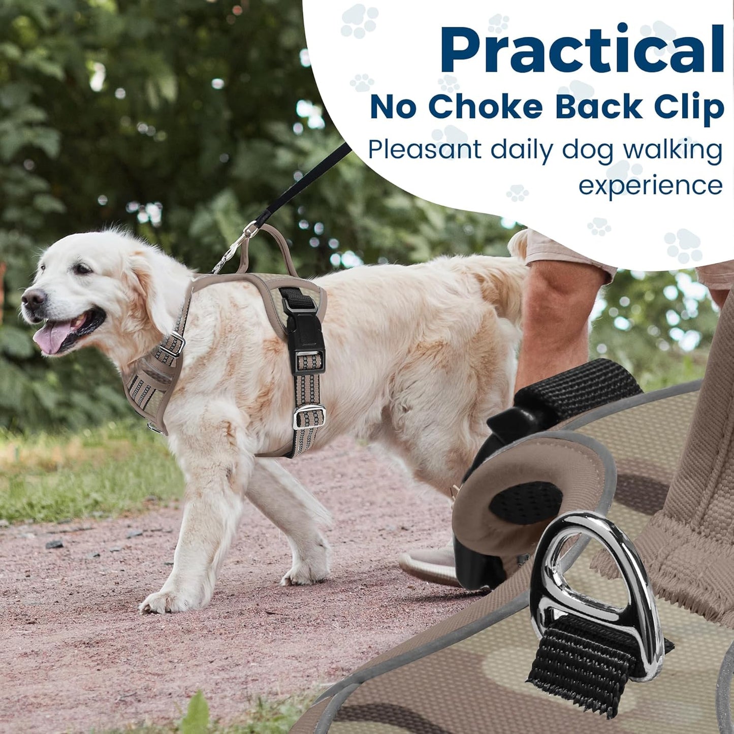 Funfox Dog Harness No Pull, Adjustable Pet Vest Harness, Super Soft Material with Vertical Handle Easy Control, Reflective Night Walking, 2 Leash Clips for Small Sized Dogs, Camo Brown, S