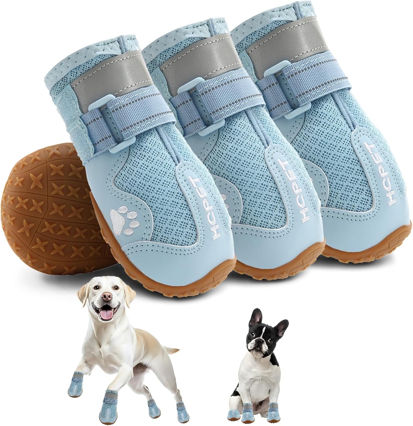 Hcpet Dog Shoes, Dog Boots for Large Dogs, Breathable Dog Booties Paw Protector for Summer Hot Pavement, Winter Snowy Day, Outdoor Walking, Indoor Hardfloors Anti Slip Sole Blue Size 8