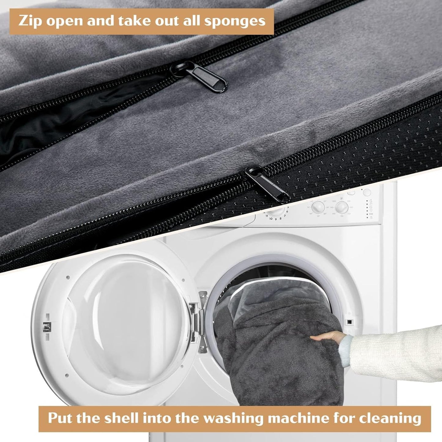 Comfort Expression Large Dog Beds Waterproof Orthopedic Foam Dog Sofa Beds Comfy Pet Bed with Washable Removable Cover & Non-Slip Bottom(Large,Dark Grey)