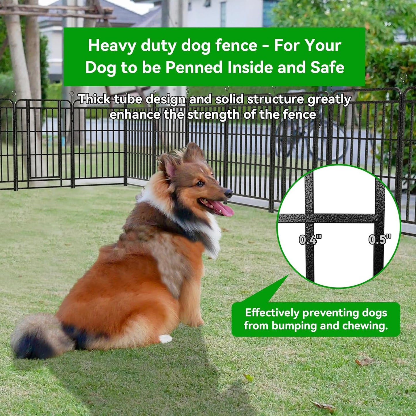 Dog Playpen Outdoor 16 Panels Heavy Duty Dog Fence 40" Height with Thick Pipe Anti-Rust with Doors Portable for RV Camping Yard, Total 36FT, 103 Sq.ft, Snowy Black