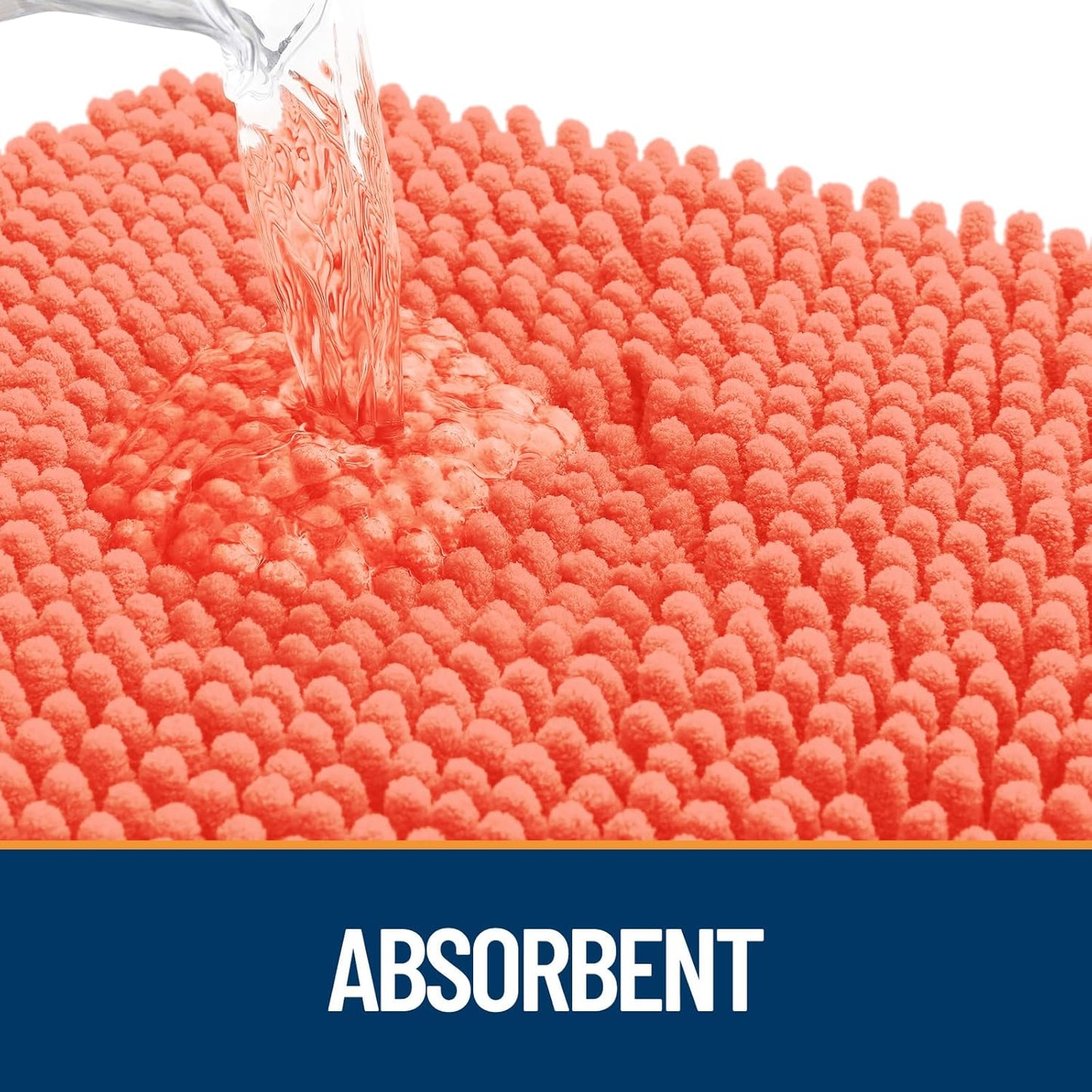 OLANLY Dog Door Mat for Muddy Paws 54x32, Absorbs Moisture and Dirt, Absorbent Non-Slip Washable Doormat, Quick Dry Chenille Mud Mat for Dogs, Entry Indoor Entryway Carpet for Inside Floor, Coral