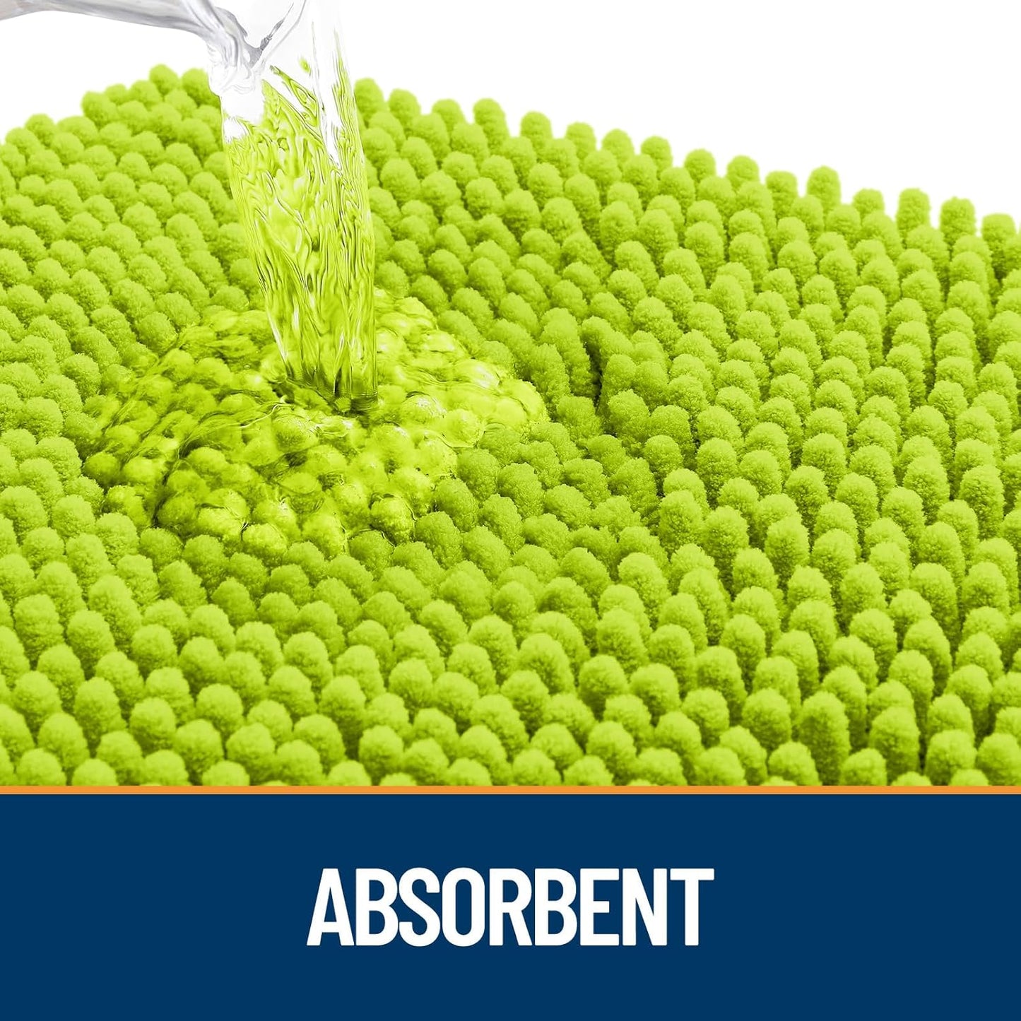 OLANLY Dog Door Mat for Muddy Paws 44x24, Absorbs Moisture and Dirt, Absorbent Non-Slip Washable Doormat, Quick Dry Chenille Mud Mat, Entry Indoor Entryway Carpet for Inside Floor, Bright Green