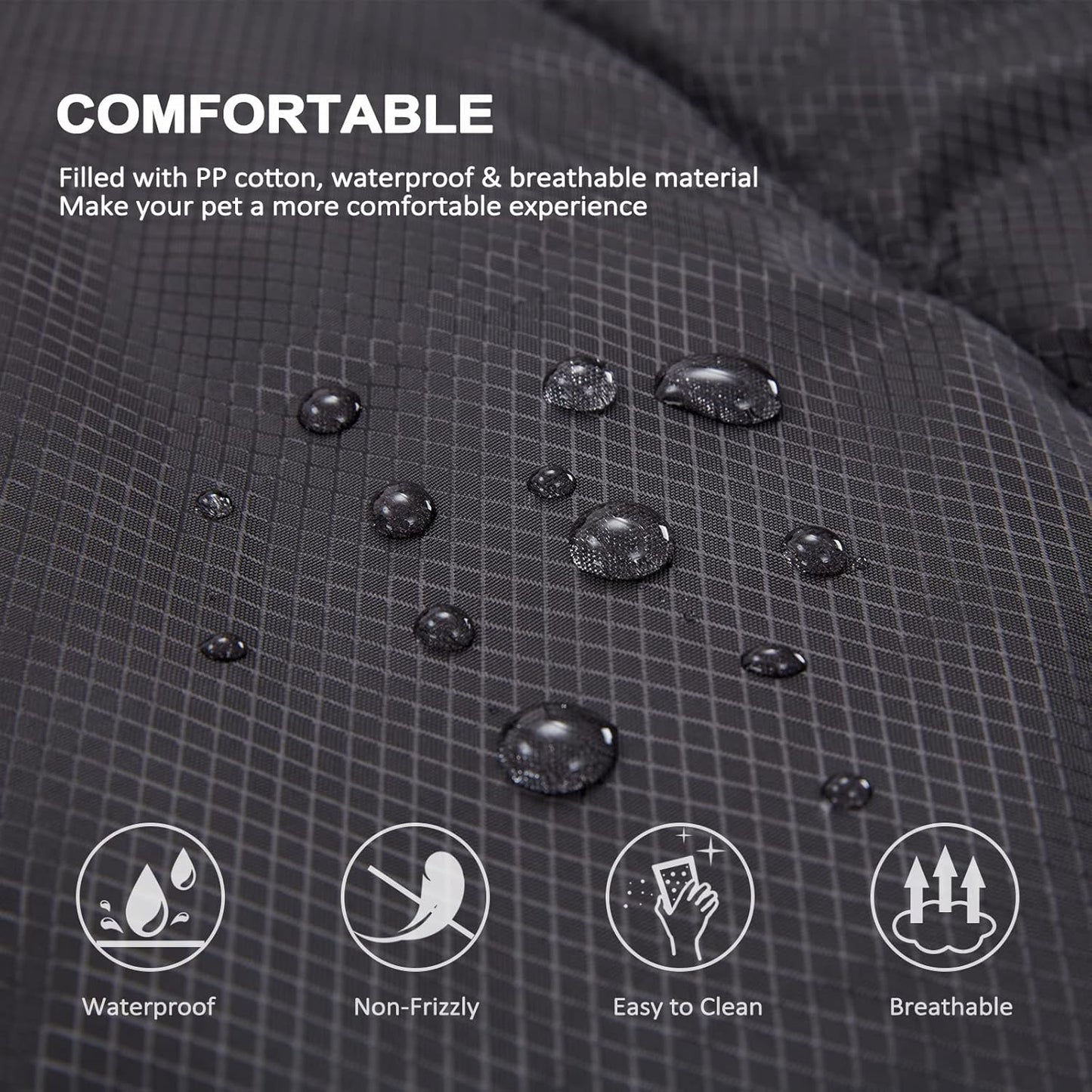 BDEUS 51x35In Extra Large Size Outdoor Dog Bed, Waterproof & Portable Camping Travel Pet Mat, Easy to Clean, Washable Odor Resistant Pet Cooling Pad (Black)