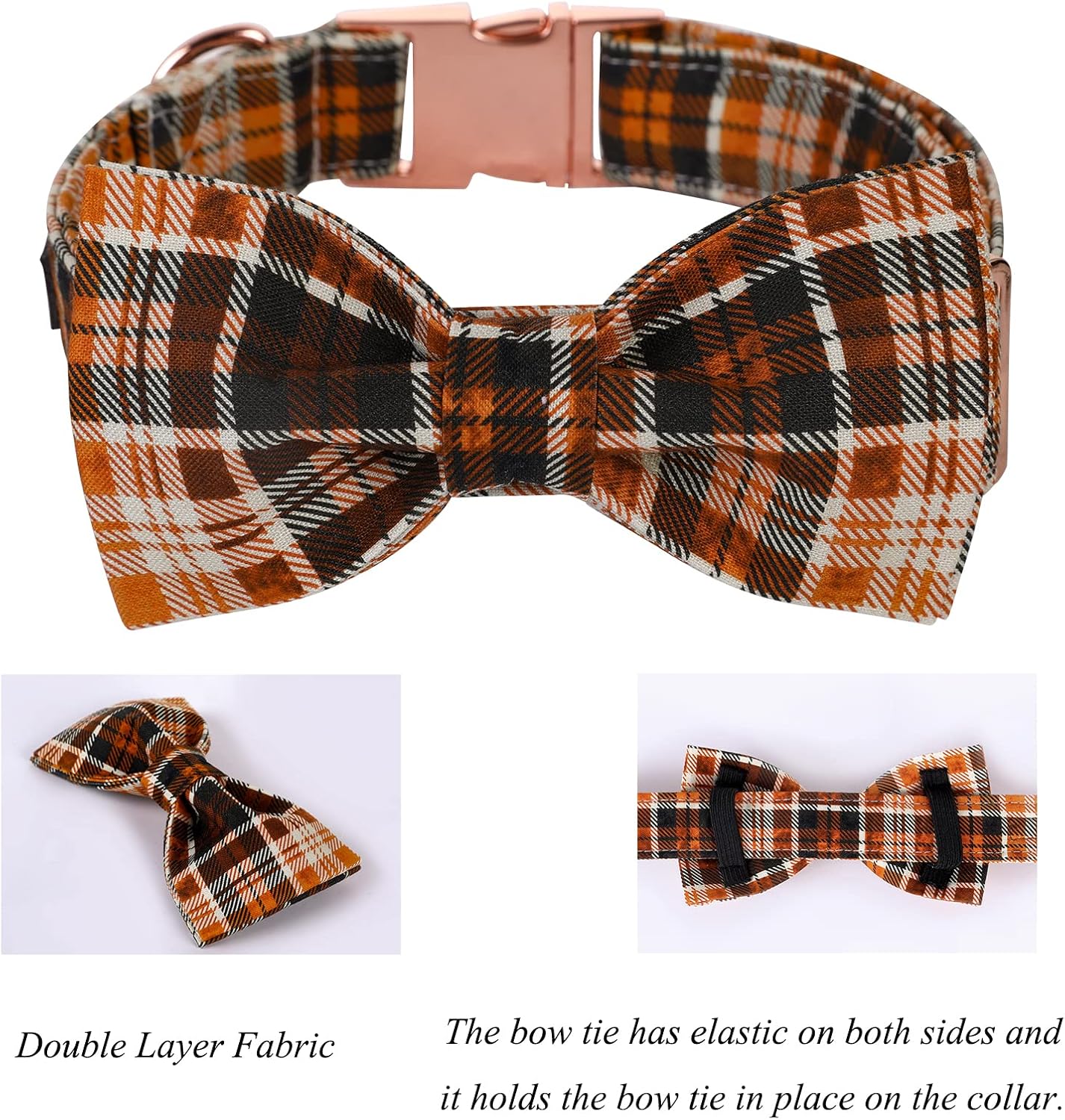 Lionet Paws Halloween Dog Collar with Bowtie - Cute Cotton Adjustable Fall Bowtie Dog Collar with Metal Buckle for Small Medium Large Dog Girl Boy Gift, XXS, Neck 7-11in