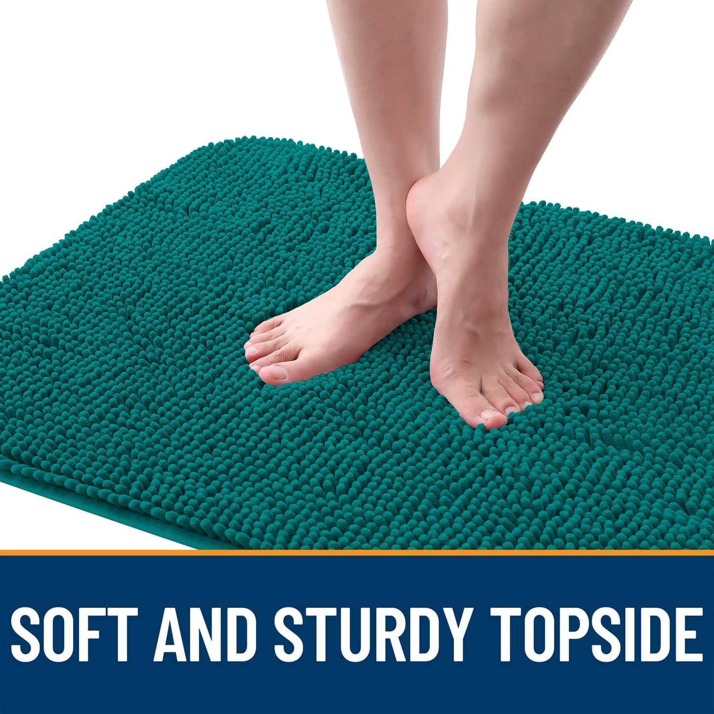 OLANLY Dog Door Mat for Muddy Paws 24x16, Absorbs Moisture and Dirt, Absorbent Non-Slip Washable Doormat, Quick Dry Chenille Mud Mat for Dogs, Entry Indoor Entryway Carpet for Inside Floor, Lake Blue