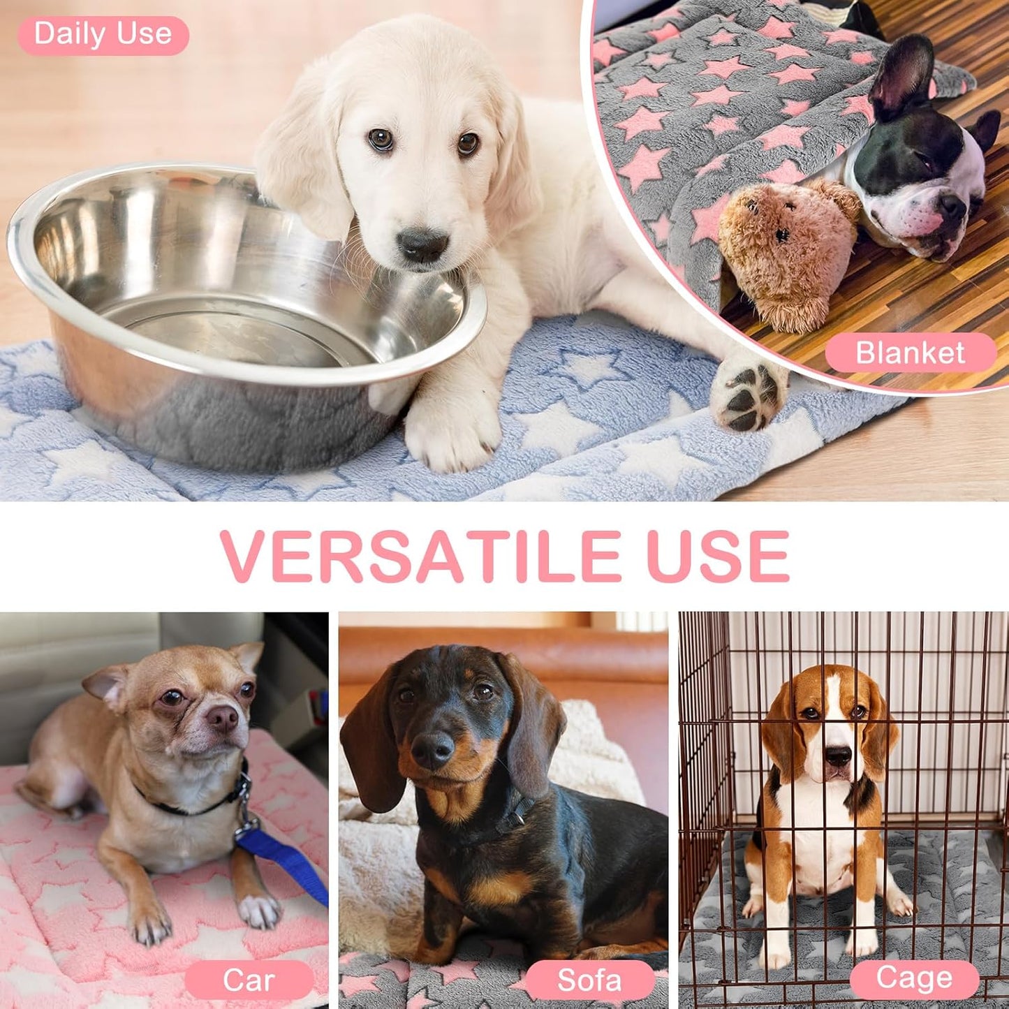 4 Pcs Washable Dog Crate Mat Kennel Pad Replaceable Reversible Pet Bed Pad for Crate Pet, Sleeping Mat for Small, Medium, Large Dog Machine Washable(18 x 24 x 1.6 Inch,Colorful)