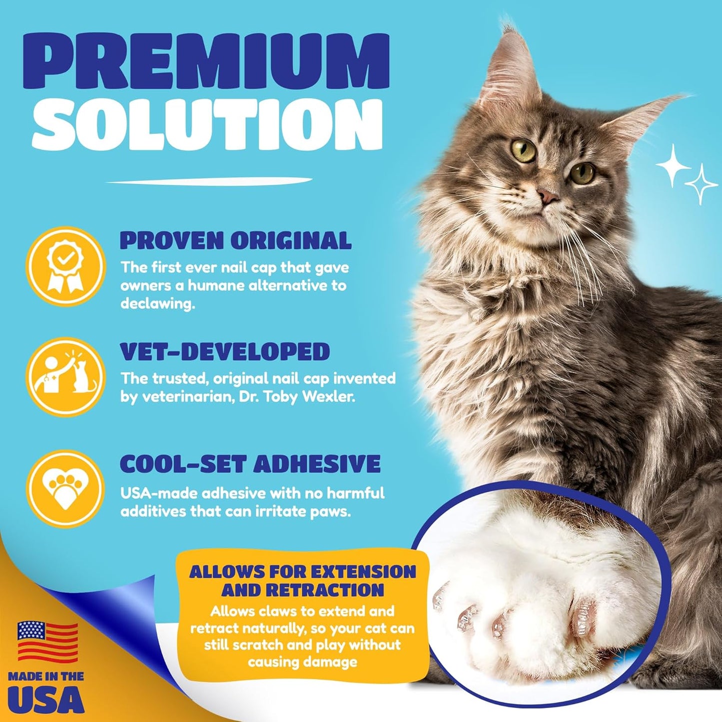 Soft Claws Cat Nail Caps for Large Cats – (40 Caps, Pride) - Made in USA - Veterinarian-Developed | Protects Furniture & Skin - Easy to Apply, Long-Lasting Anti-Scratch Soft Cat Claw Covers