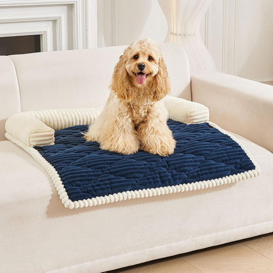 HAOMAIJIA Dog Couch Bed for Medium Dogs, Non Slip Pet Couch Covers for Sofa Thick Soft Washable Dog Couch Cover Protector All Seasons Universal Dogs and Cats Bed Mat (Navy Blue, Medium)