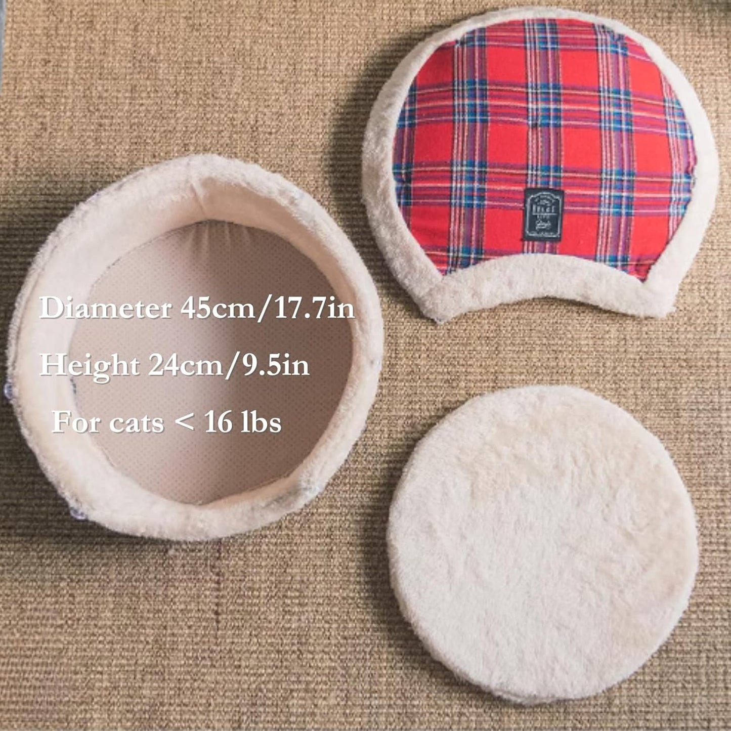 Cat Cave Bed – Plush, Warm & Calming Hideaway with Detachable Lid & Mat, Covered House for Indoor Kitten & Kitty (Brown)