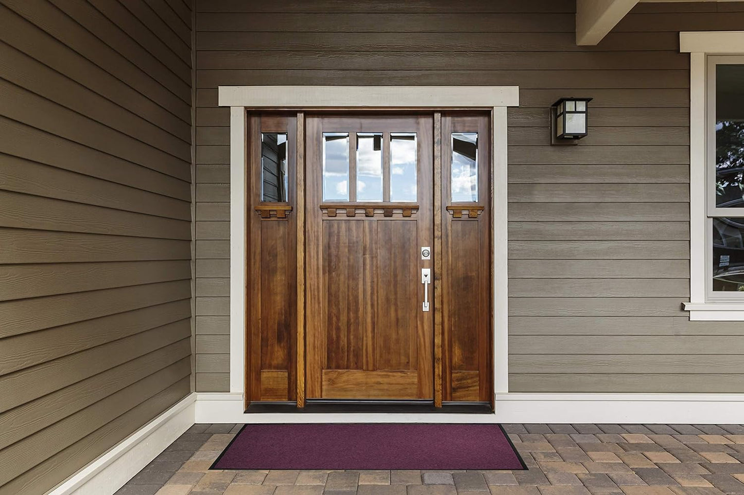 WaterHog Diamond | Commercial-Grade Entrance Mat with Rubber Border – Indoor/Outdoor, Quick Drying, Stain Resistant Door Mat (Solid Red, 3' x 5')